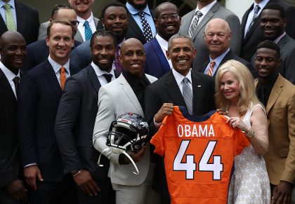 President Obama Welcomes Super Bowl Champion Denver Broncos To White House